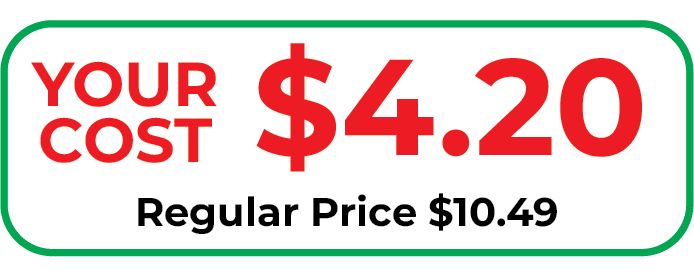 Your cost $4.20 Regular Price $10.49