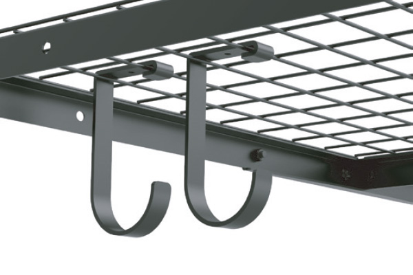 Interior Hook (4 Pack). CW-OR-INTHK. Mounted to the underside of the 4’ x 8’ storage rack, this hook is ideal for hanging a variety of items, such as bikes, bags, and large tools. (Only compatible with CrownWall 4x8 Overhead Storage Rack)