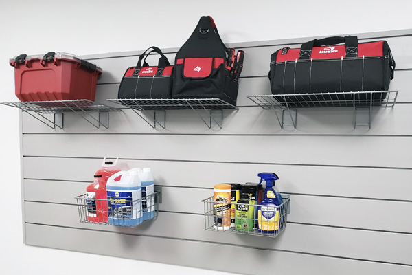 5 Piece Shelf and Basket Kit. CW5SB-K. Wire shelf and basket value pack for all your difficult to hang items. Lightweight and high capacity steel with a sleek powder-coated finish. An exceptional choice for giving your closet, laundry room or garage a face lift.